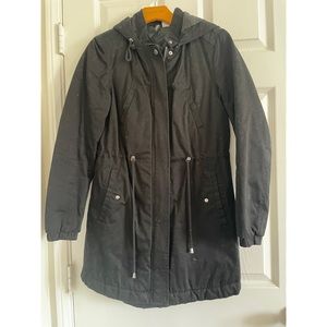 H&M divided hooded cotton coat in black